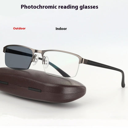 Alloy Frame Sun Transition Photochromic Reading Glasses