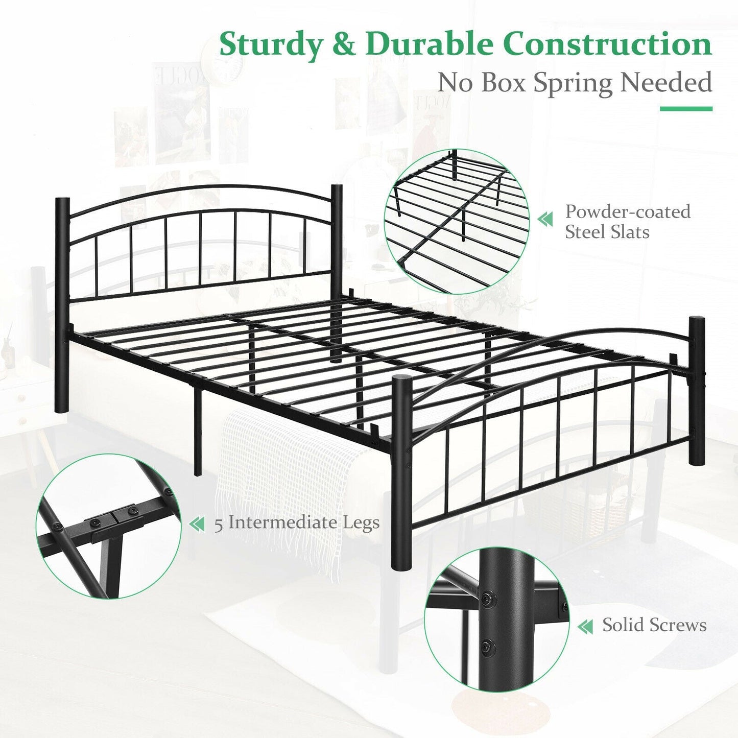 Modern Platform Bed with Headboard and Footboard