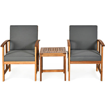 3PC Solid Wood Outdoor Patio Sofa Furniture Set