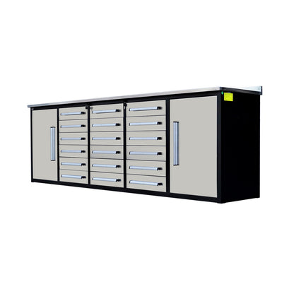 10ft Garage Storage Cabinet with 18 Drawers & 2 Cabinets