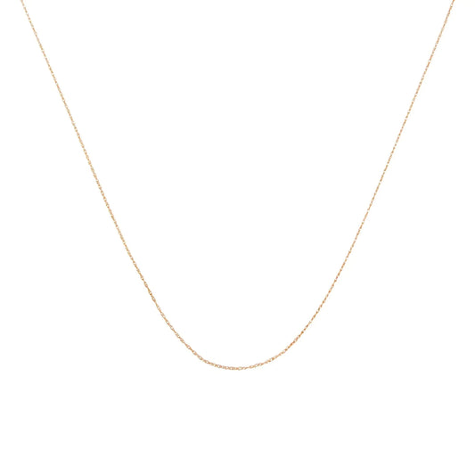10K Gold 0.5 mm Slender & Dainty Fine Rope Chain Necklace