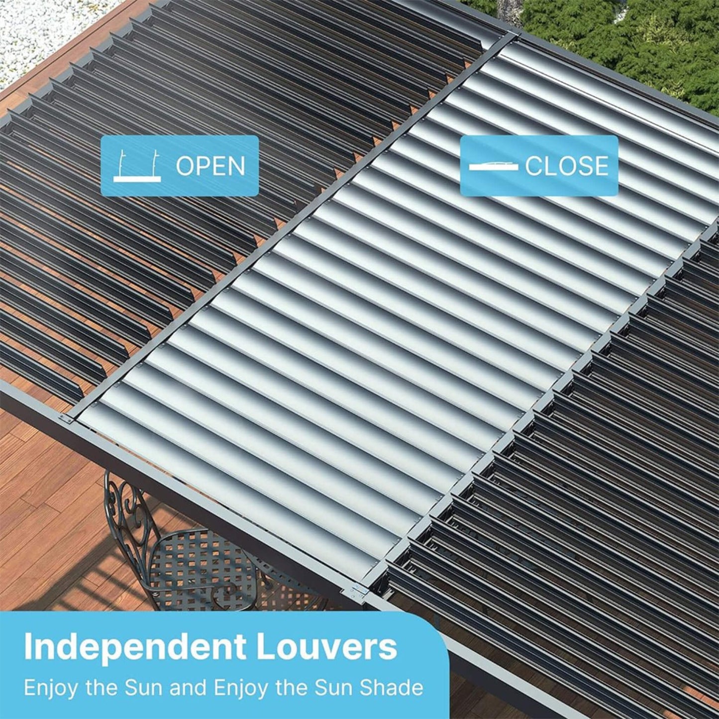 [10X19FT] Alora Premium Full Aluminum Patio Outdoor Louvered Pergola With Adjustable Hardtop Roof (SAK86352)