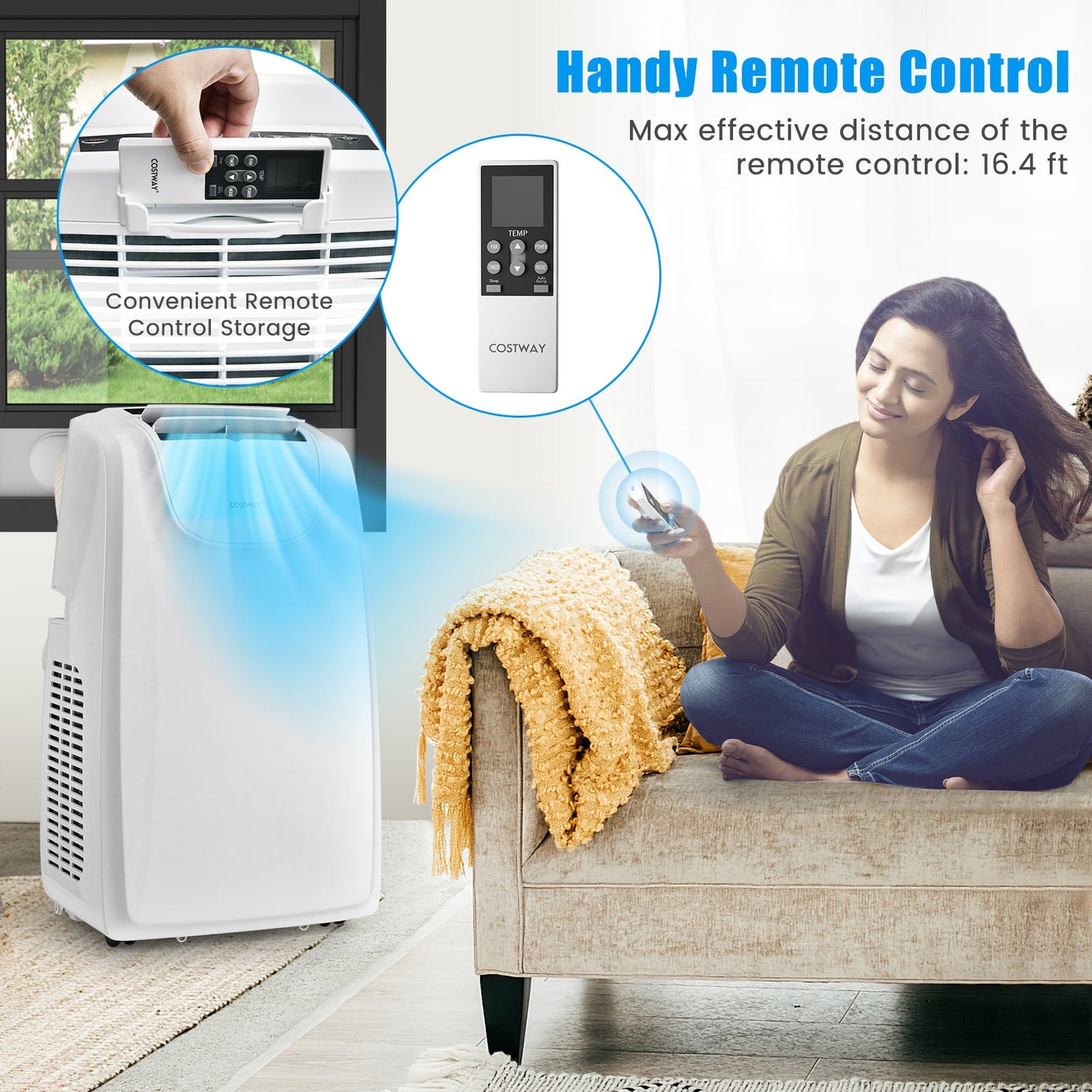 12000 BTU Dual Hose Portable Air Conditioner with Remote Control-White