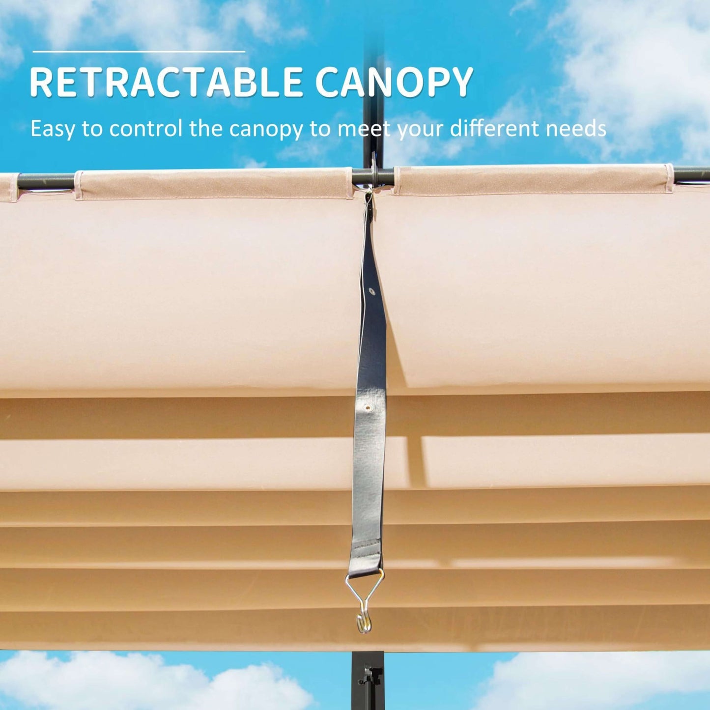 [11X16FT] Alora Heavy-Duty Outdoor Retractable Aluminum Pergola With Weather-Resistant Canopy (SAK91853)