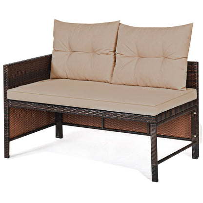 3 Pieces Patio Wicker Rattan Sofa Set