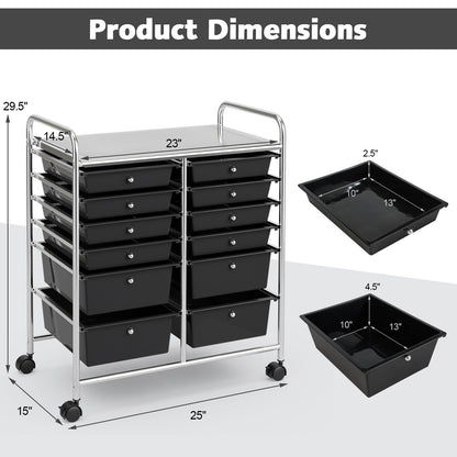 12 Storage Drawer Organizer Bins Rolling Cart