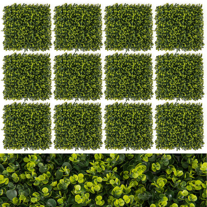 12 Pieces 20 Inch x 20 Inch Artificial Hedge Eucalyptus Panels