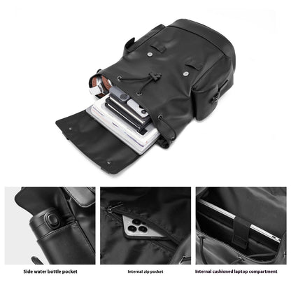 Men's Leather Backpack Large Capacity Business Computer Bag