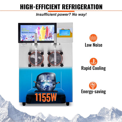 Commercial 16L 1155W Double Frozen Margarita Ice Slushie Drink Maker Machine (SAK95281)