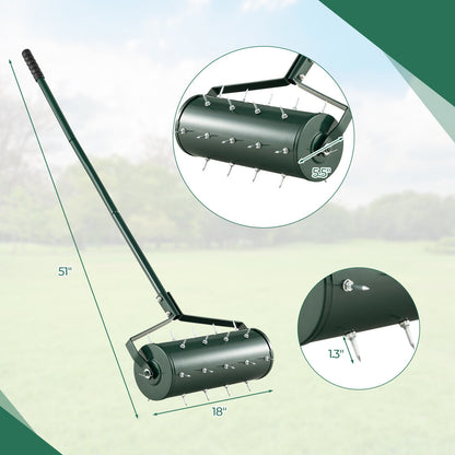18/21 Inch Manual Lawn Aerator with Detachable Handle Filled with Sand or Stone
