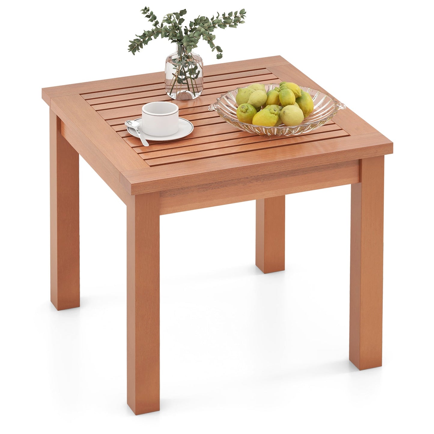 18 Inch Square End Outdoor Adirondack Side Table with Slatted Tabletop