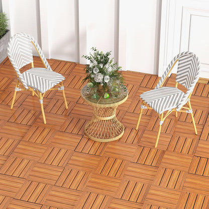 18 Pieces 12 x 12 Inch Interlocking Deck Tiles for 1.7„é° Total Splicing Area-Brown