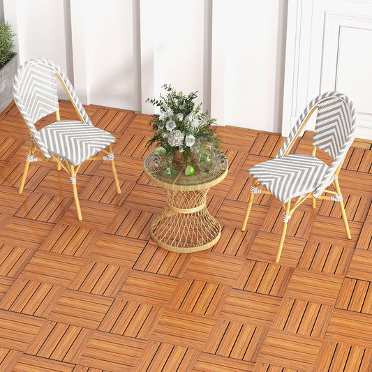 18 Pieces 12 x 12 Inch Interlocking Deck Tiles for 1.7„é° Total Splicing Area-Brown