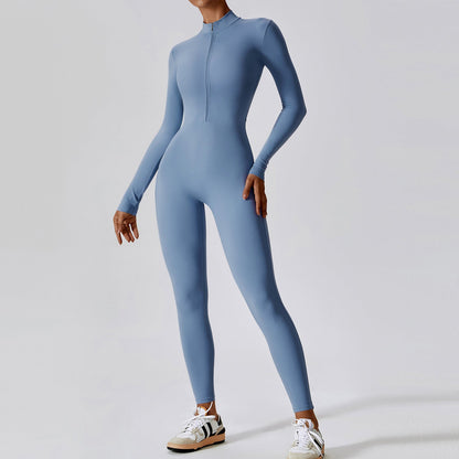 Women's Long-sleeve Zipper Yoga Sports Jumpsuit