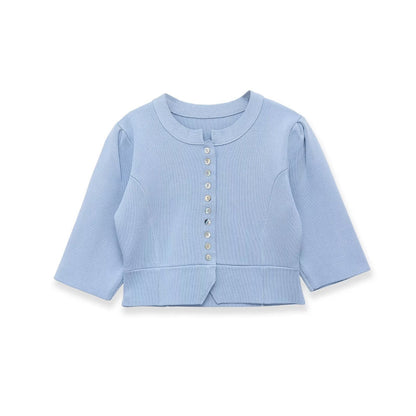 Chic And Stylish Round-neck Bubble-knit Cardigan Jacket