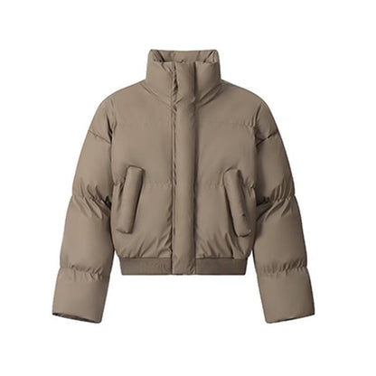 Women's Short Padded Leather Jacket Loose Warm Thick Coat
