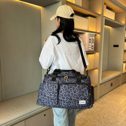 Leopard Print Large Capacity Travel Shoulder Bag Zebra Print Retro