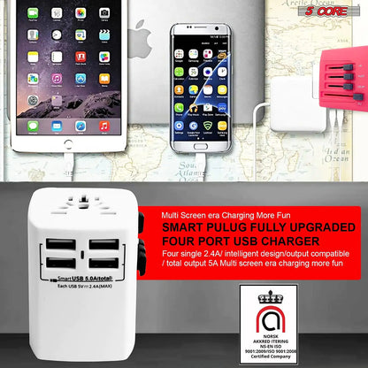 Universal Travel Adapter International Power Adapters 3 Pack Multicharger Plug w 4 USB Ports