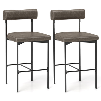 26 Inch Upholstered Bar Stools Set of 2 Counter Height Bar Chairs with Backrest