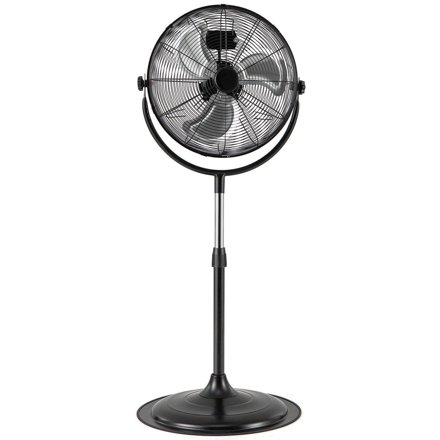 18 Inches High Velocity Pedestal Fan with 3 Speeds and Adjustable Height-Black