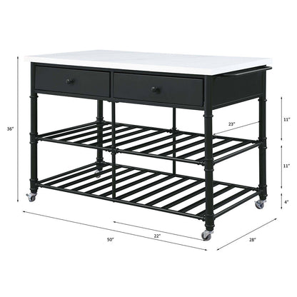 Emery - Kitchen Island - White Cultured Marble Top & Gray