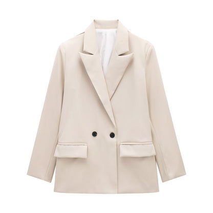 Summer Casual Relaxed-fit Double-breasted Blazer