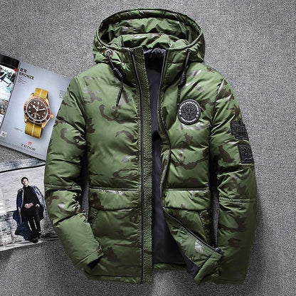 Men's Slim Thickened Short Waterproof Camouflage Down Jacket