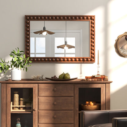 24 x 36 Inches Rustic Wall Mirror with Solid Wood Frame for Living Room Bedroom
