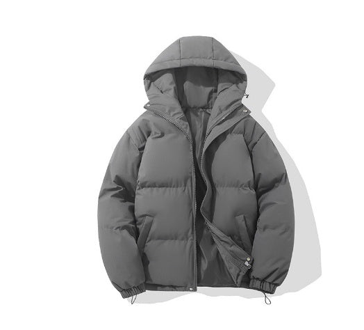 Men's Hoodie Coat Winter Fashion Solid ZIp-up Thickened Cotton-padded Jacket Casual Warm Outwear Top Clothing
