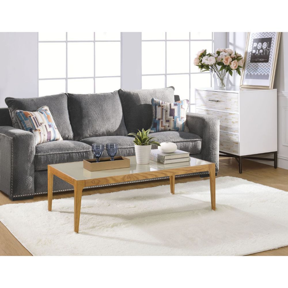 Gwynn - Coffee Table - Frosted Glass & Natural