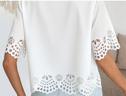Elegant Lace Hollow-Out Casual Top For Women