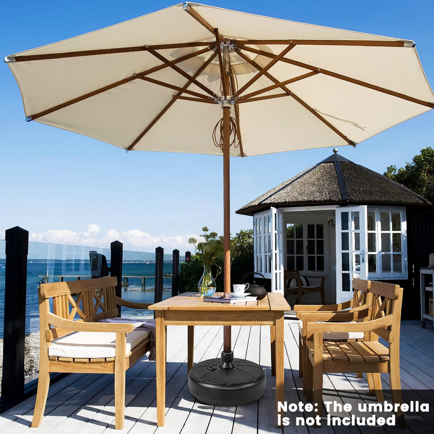 27 lbs Fillable Round Umbrella Base Stand for Yard Garden Poolside