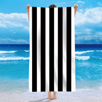 Single-sided Velvet Personalized Striped Pattern Microfiber Beach Bath Towel