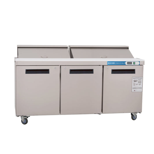 72 inch Salad Sandwich Prep Table Refrigerator, Mega Top, Stainless Steel Food Prep Cooler