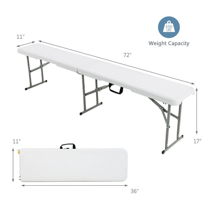 6 Feet Portable Picnic Folding Bench 550 lbs Limited with Carrying Handle