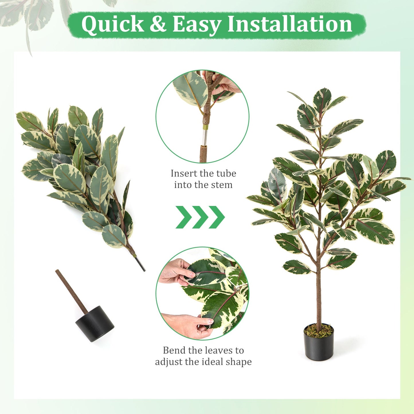 2 Pack 4.3 Feet Tall Artificial Bird of Paradise Plant Fake Banana Leaf-Green
