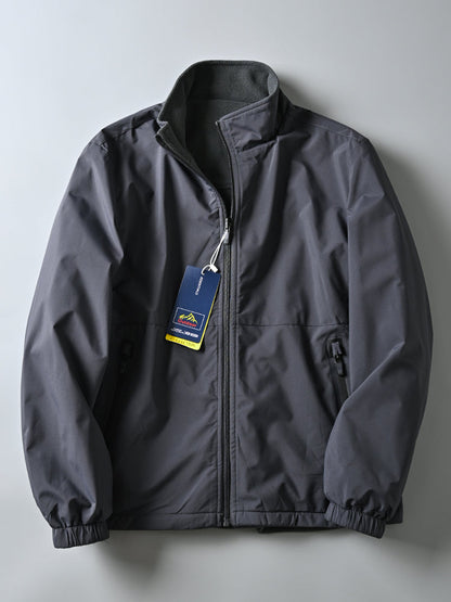 Men's Windproof Waterproof Velvet Warm Stand-up Collar Jacket
