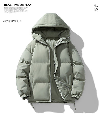 Men's Hoodie Coat Winter Fashion Solid ZIp-up Thickened Cotton-padded Jacket Casual Warm Outwear Top Clothing