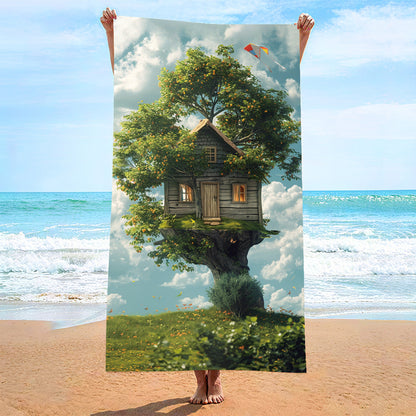 Moisture Absorption Quick-drying And Soft Skin-friendly Double-sided Velvet Beach Towel Polyester Brocade