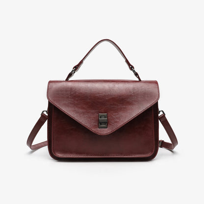Oil-waxed Leather Vintage New Style Minimalist Fashionable Elegant Womens