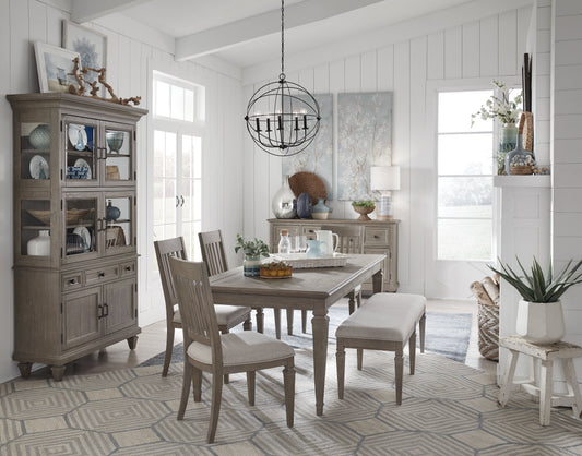 Lancaster - Bench With Upholstered Seat - Dovetail Gray