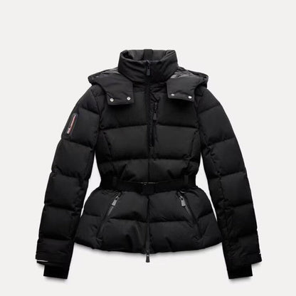 Ski Suit With Belt Stand-up Collar Warm Cotton Jacket
