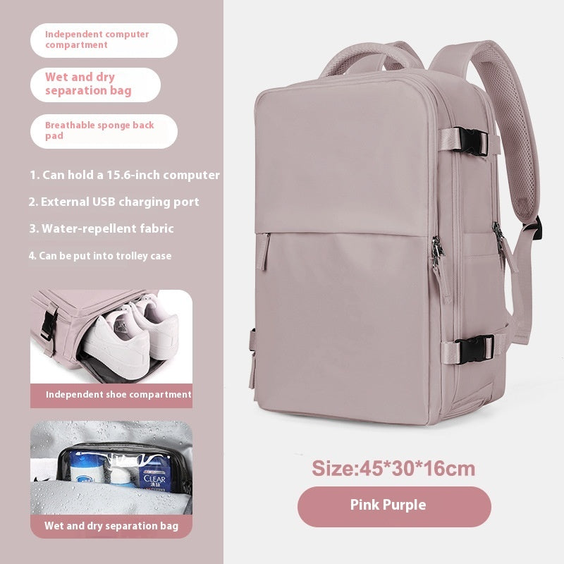 Backpack Women's Large Capacity Travel Men's Business Trip Can Be Expanded