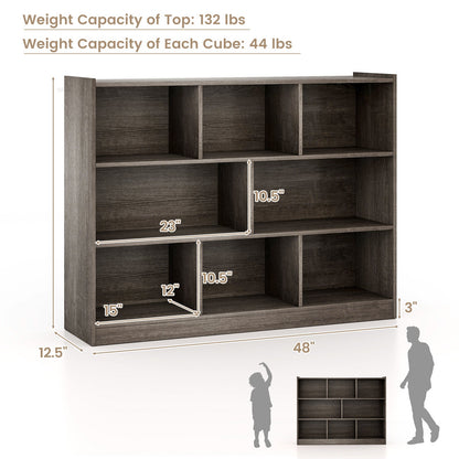 3-Tier Open Bookcase 8-Cube Floor Standing Storage Shelves