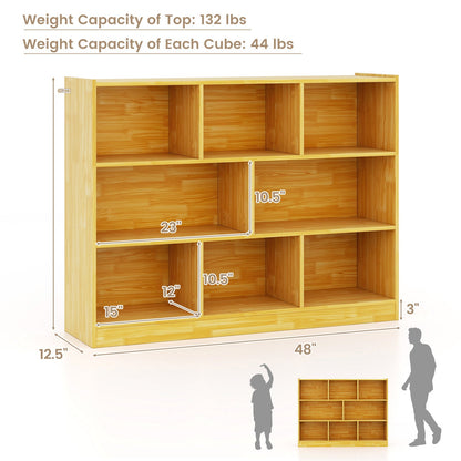 3-Tier Open Bookcase 8-Cube Floor Standing Storage Shelves