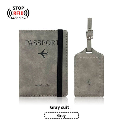 PU Leather Anti-magnetic Passport Holder Luggage Tag Suit