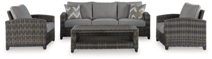 Oasis Court - Sofa, Chairs, Table Set (Set of 4) - Gray