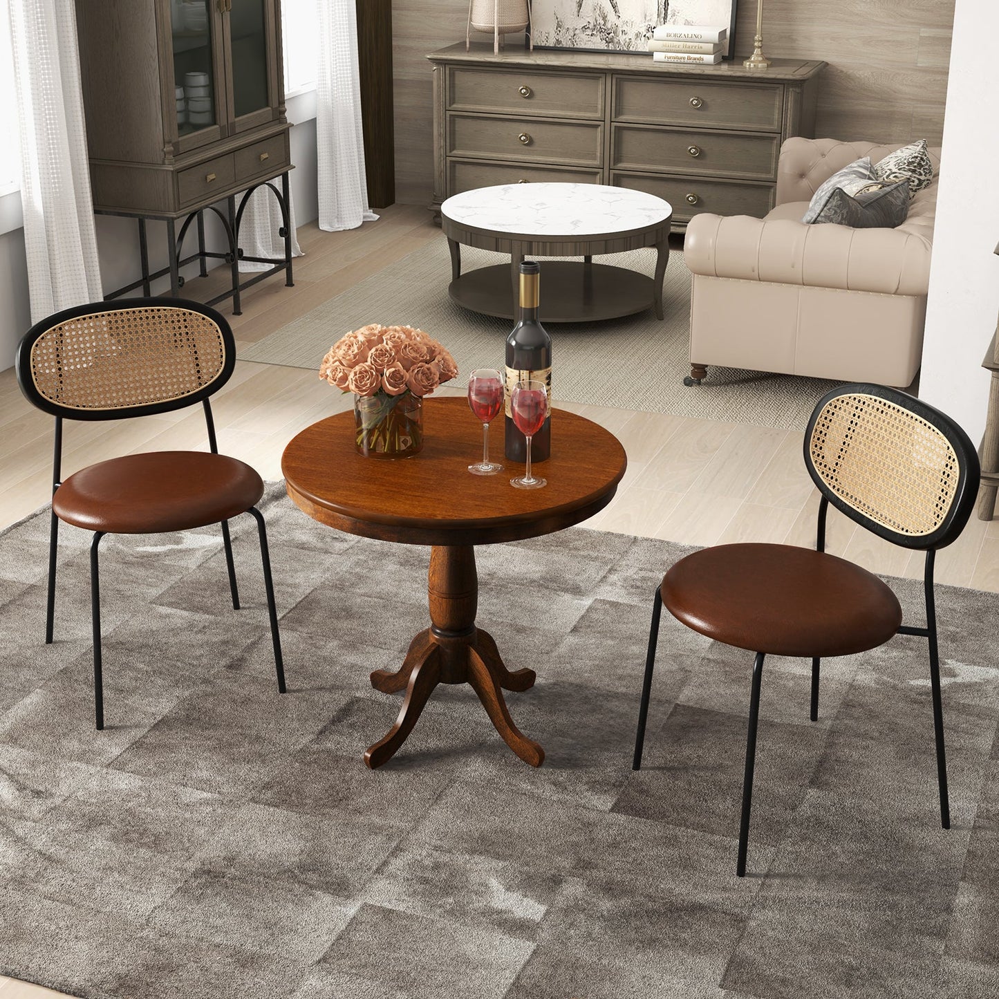 32 Inch Wooden Round Pub Pedestal Side Table