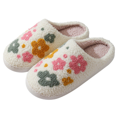 Warm Indoor Comfortable Colorful Flowers Cotton Slippers