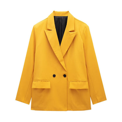 Summer Casual Relaxed-fit Double-breasted Blazer